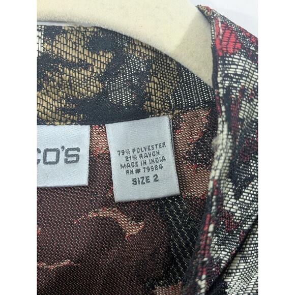 Chico's Long Beaded Floral Tapestry Metallic Jacket Blazer Floral Size Large - Picture 3 of 9